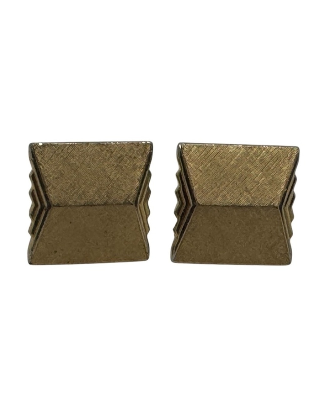 Vintage SWANK Gold Tone Textured Geometric Modernist Cufflinks Mid Century Pair